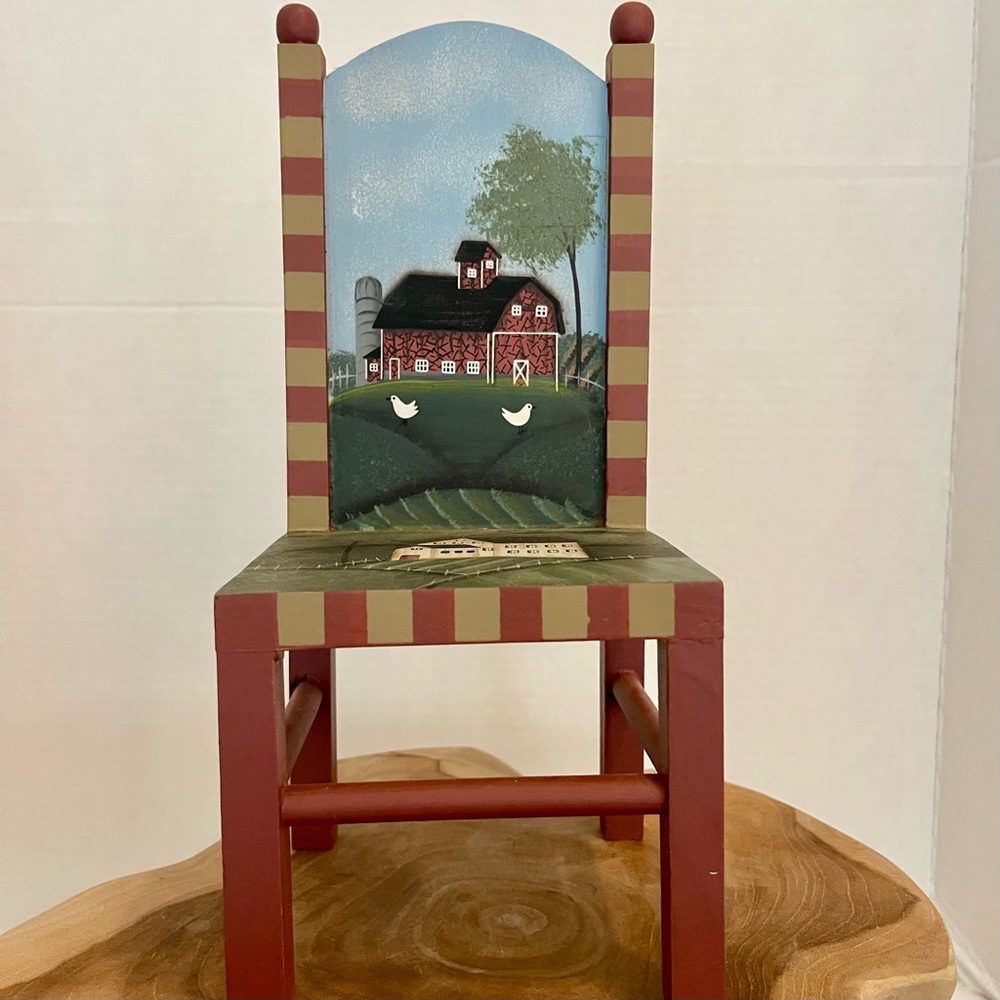RUSTIC Primitive MINIATURE HIGHBACK CHAIR decor